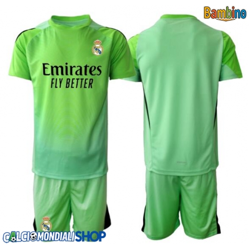 Maglie da calcio Real Madrid Portiere Seconda Maglia Bambino 2025-26 Manica Corta + Pantaloni corti)